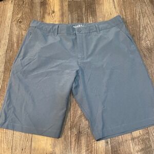 Hang Ten Mens Hybrid Walk Shorts Blue Grey Micro Check Size 38 Quick Dry Stretch